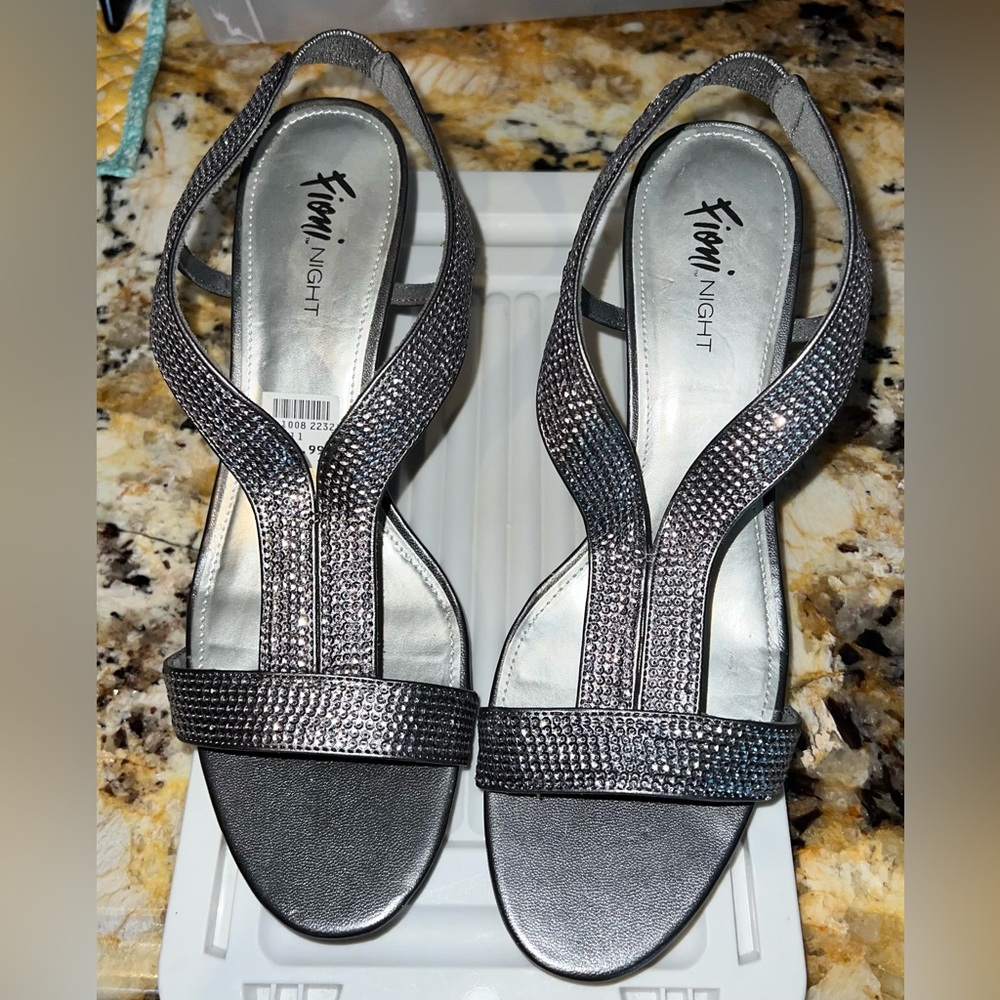 Silver Formal Heels. Size 10. Never worn.